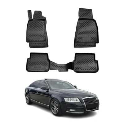Abbildung von OMAC 1115444 Fußmattensatz Gummi, TPE (thermoplastischer Elastomer) 4 schwarz AUDI: A6 C6 Avant, Limousine, Allroad