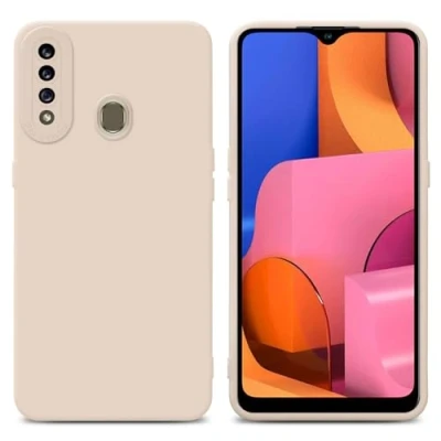 Abbildung von Cadorabo Hülle kompatibel mit Samsung Galaxy A20s Schutzhülle TPU Silikon Case Liquid Design Kameraschutz Slim Kratzfest Weiche Gummi Rundumschutz für in Rosa