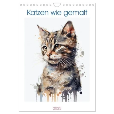 Abbildung von Katzen wie gemalt (Wandkalender 2025 DIN A4 hoch), CALVENDO Monatskalender: Katenbilder