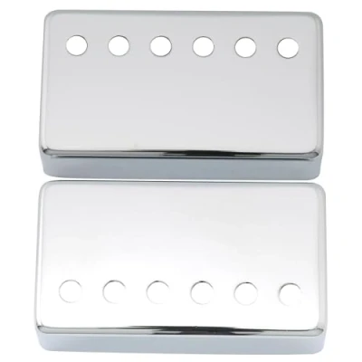 Abbildung von Musiclily 52mm Metall Humbucker Tonabnehmer Kappe Gitarren Steg Pickup Abdeckung Covers für Epiphone Les Paul Style E Gitarre, Chrom(2 Stück)