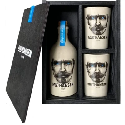 Abbildung von KNUT HANSEN DRY GIN Geschenk Set Weltweit ausgezeichnet 0,5L inklusive 2 Keramik Becher