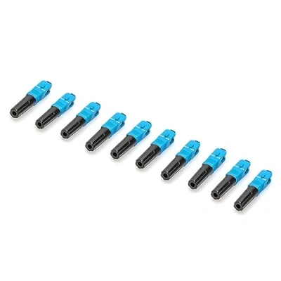 Abbildung von ASSMANN DIGITUS LWL Feldstecker SC/UPC Kupplung 9/125μm Glasfaser Singlemode 10 Stück 55 mm Länge Schwarz/Blau