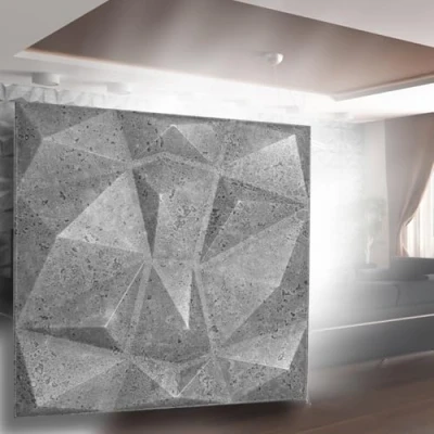 Abbildung von Eurodeco 3D Wandpaneele Wandverkleidung Paneele Dekoren Deckenpaneele Wanddeko Platten Wandtattoos aus Polystyrol XPS 50 x cm, 3 mm Stärke, Diamant Betonoptik 43, 48 Stück (12m²)