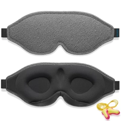 Abbildung von 2025 Innovative Schlafmaske für Männer und Frauen. 100% Licht blockierend. Ergonomische, einstellbare Augenmaske mit Ohrstöpseln Schlaf, Nickerchen, Meditation, Reisen, angenehme Nachtruhe(Grau)