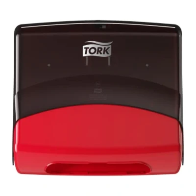 Abbildung von Distributeur Tork noir rouge pour chiffons de travail pliés W4 654008