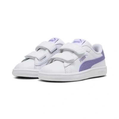 Abbildung von Puma Smash 3.0 Leather V Sneakers Babys Schuhe Für Kinder Mit Plain White/Lavender Alert Größe: 20
