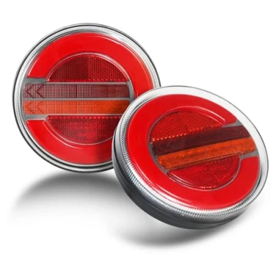 Abbildung von Qiping LED Hamburger Rückleuchten Anhänger,LKW PKW RV Rund Rücklicht Anhänger Beleuchtung,12/24V DC Rücklichter Set mit E9 Geprüfte
