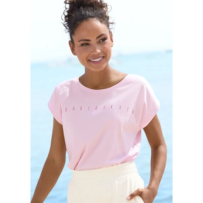 Abbildung von Venice Beach Kurzarmshirt mit Frontdruck, T Shirt aus Baumwollmischung, Basic, casual