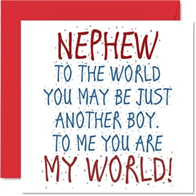Abbildung von Schöne Geburtstagskarten für Neffe Nephew You Are My World Geburtstagskarte von Tante oder Onkel, Neffen Geburtstagsgeschenke, 145 mm x Geburtstagskarte, Geschenk Männer