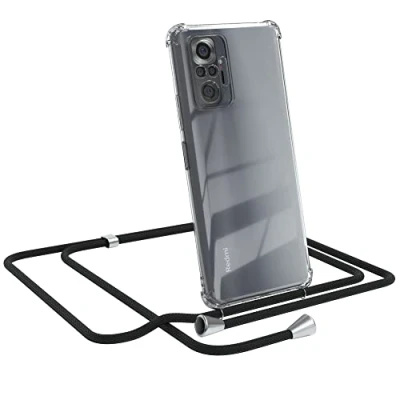 Abbildung von EAZY CASE Handykette kompatibel mit Xiaomi Redmi Note 10 Pro Handyhülle Umhängeband, Handykordel Schutzhülle, Silikonhülle, Hülle Band, Stylische Kette für Smartphone, Schwarz
