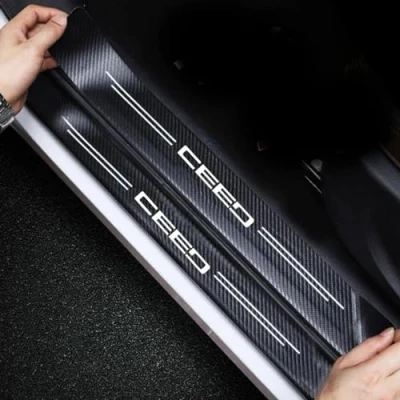 Abbildung von 4 Stück Auto Einstiegsleisten Schutz Aufkleber für Kia Ceed, Kohlefaser Türschweller Trittschutz Lackschutzfolie (Ceed)