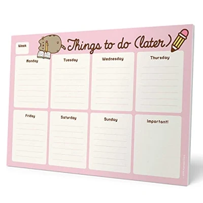 Abbildung von Grupo Erik Wochenplaner Block A4 Kalender Planer Pusheen Cat Rose Tischplaner Tischkalender ohne Datum Schreibtischunterlage Papier