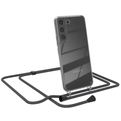 Abbildung von EAZY CASE Handytasche zum Umhängen kompatibel mit Samsung Galaxy S22 5G, Handyhülle Band, Transparent Kameraschutz und Bildschirmschutz, Handy Lanyard in Schwarz/Anthrazit Clips Schwarz