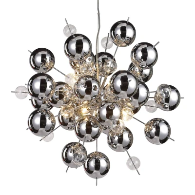 Abbildung von näve Pendelleuchte Explosion, ohne Leuchtmittel, amberfarbene, transparente Glaskugeln,für 10 x G9 Sockel, Ø 65 cm