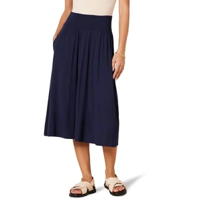 Abbildung von Amazon Essentials Damen Midirock aus Jersey zum Hineinschlüpfen, Marineblau, XXL