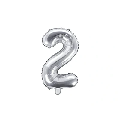 Abbildung von PartyDeco Folienballon Nummer &quot;2&quot; Silber Geburtstag Hochzeit Jahrestag Größe ca. 35 cm Verlobung Silvesterparty Hel Deko