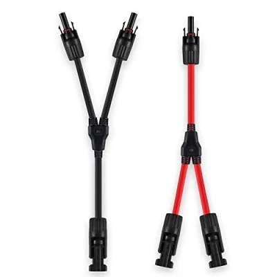 Abbildung von Intckwan solarkabel Y Stecker paar(1 zu 2), Ip67, F/M/M und M/F/F, Solarpanel Kabel Anschlüsse Verteiler, Kompatibel mit 2,5mm2 6mm2 Photovoltaik Steckverbinder(1 Rot +1 Schwarz)…