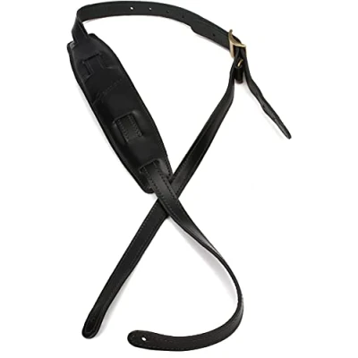 Abbildung von Fender® »MUSTANG® VINTAGE SADDLE STRAP« Gitarrengurt aus Leder Lange Version Farbe: Schwarz