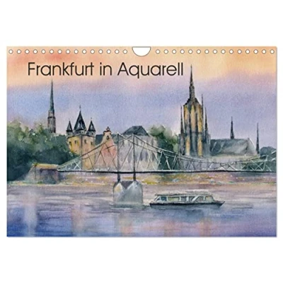 Abbildung von Frankfurt in Aquarell (Wandkalender 2025 DIN A4 quer), CALVENDO Monatskalender