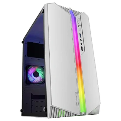 Abbildung von Mars Gaming MC S1, Gehäuse PC Micro ATX Ultra Kompakt, 12 Mode ARGB Frontbeleuchtung, FRGB Lüfter, Full Side Window Gehäuse, Unterstützt Flüssigkeitskühler bis 120mm, Weiß