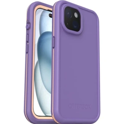 Abbildung von OtterBox Fre Hülle für iPhone 15 MagSafe, Wasserdicht (IP68), stoßfest, schmutzabweisend, schlanke mit integriertem Displayschutz, 5x getestet nach Militärstandard, Lila