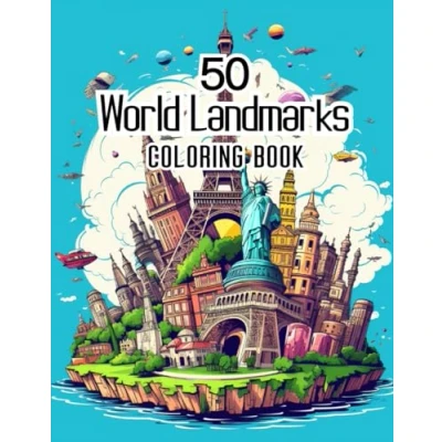 Abbildung von 50 world landmarks coloring book: Famous book for kids and adults
