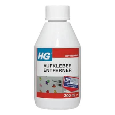 Abbildung von HG Aufkleber Entferner, wirksames Mittel zur Entfernung von Etiketten, Aufklebern und Kleberesten, Teer Schmierflecken sowie Öl Schuhabsatzstreifen 300 ml