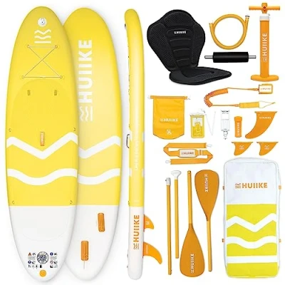Abbildung von HUIIKE Stand Up Paddling Board mit Zubehör, Paddel, Finnen, Pumpe. Paddle Sup Aufblasbar Hohe Stabilität und Widerstandsfähigkeit. 305 x 84 15 cm, Belastbar bis 130 kg