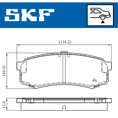 Abbildung von SKF VKBP 90136 Bremsbelagsatz nicht für Verschleißwarnanzeiger vorbereitet TOYOTA: Land Cruiser Prado 120, 150