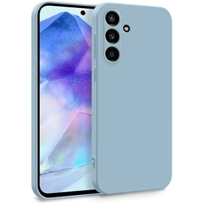 Abbildung von MyGadget Hülle für Samsung Galaxy A55 5G Zweilagige Handyhülle mit Kameraschutz Cover Innenfutter &amp; Silikon außen Hell Blau