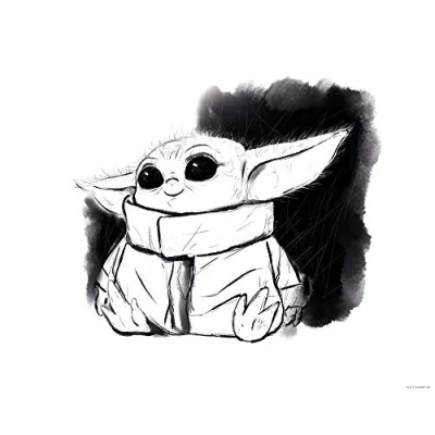 Abbildung von Komar Wandbild &quot;Mandalorian The Child Sweet Black White&quot;, Disney Star Wars, (1 St.), Kinderzimmer, Schlafzimmer, Wohnzimmer