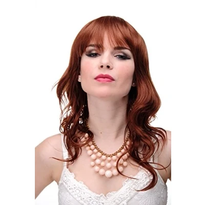 Abbildung von WIG ME UP Damen Perücke leichter Wetlook Rot Kupferrot halblang Pony als Scheitel stylbar ca. 50 cm 5019 130