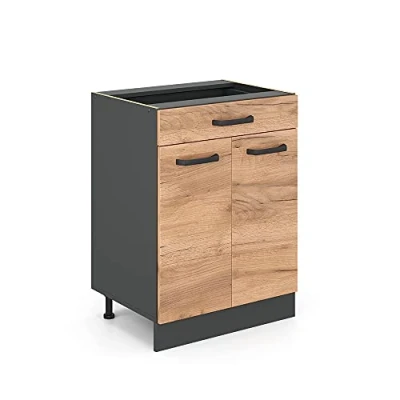 Abbildung von Vicco Unterschrank R Line Goldkraft Eiche/Anthrazit, 60cm, Schublade, ohne Arbeitsplatte