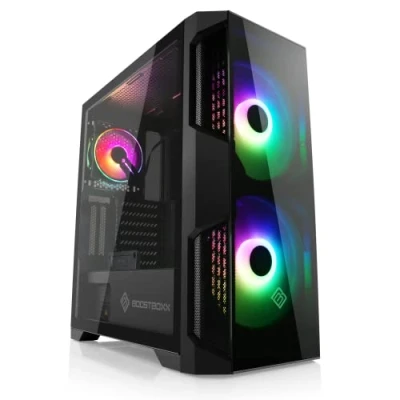 Abbildung von Gaming PC Gehäuse Helios 500G Midi Tower, RGB Beleuchtung (inkl. Steuerung), Glas Seitenteil, Front, vormontierte Lüfter, ATX, Micro Mini ITX, schwarz