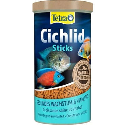 Abbildung von Tetra Cichlid Sticks Fischfutter für alle Cichliden und andere große Zierfische, schwimmfähige Futtersticks, 1 L Dose
