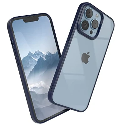 Abbildung von EAZY CASE Clear Hybrid Bumper Hülle kompatibel mit iPhone 13 Pro, Handyhülle Ultra Aufprallschutz, Stoßfest und Kratzfest, dünne Schutzhülle Kameraschutz, Slim Cover Handy Case, Nacht Blau