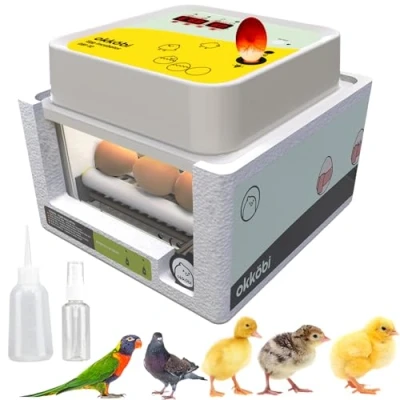 Abbildung von Okköbi OBI 12 Brutautomat für Hühner, Enten &amp; andere Vögel + NEU vollautomatisch Temperaturkontrolle Feuchtigkeitsanzeige Integrierte Eierschale 5 JAHRE SCHUTZ