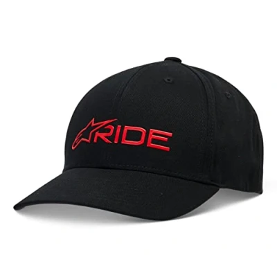 Abbildung von Alpinestars Ride 3.0 Hat Baseballkappe Herren mit vorgebogenem Schirm und hinten Schnappverschluss Schwarz/Rot Einheitsgröße
