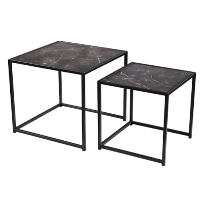 Abbildung von riess ambiente Beistelltisch SLIM LINE 50cm anthrazit / schwarz (Set, 2 St), Wohnzimmer · Marmor Design Metall Industrial