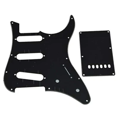 Abbildung von KAISH Gitarren Schlagbrett, 3 lagig, SSS, mit Trem Rückplatte für Yamaha Pacifica Gitarre, Schwarz