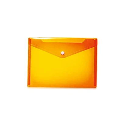 Abbildung von HERMA 20057 Dokumententasche A5 transparent orange, kleiner Sichttaschen Umschlag mit Druckknopf, Briefumschlag aus Plastik für Schule, Uni, Büro, Reise