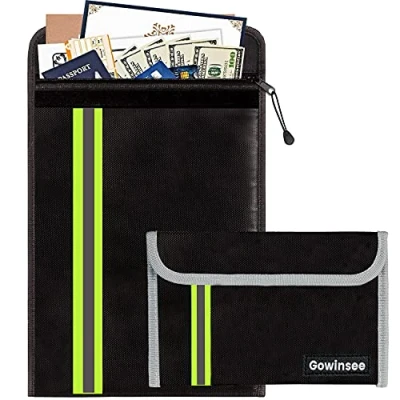 Abbildung von Verbessert 2 Stück Feuerfeste und wasserdichte Tasche(38x28.5cm, 20x13.5cm) Mehrschichtig Glasfasermaterial, Feuersichere Aktentasche für A4 Dokumente, Passport Bankdatei Geld Wertsachen
