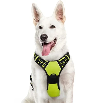 Abbildung von Eagloo Hundegeschirr Grosse Hunde, Anti Zug mit Reflexstreifen und Kontrolle, Verstellbar Einstellbar Geschirr Hund Groß, Brustgeschirr für Labrador, Grün, XL
