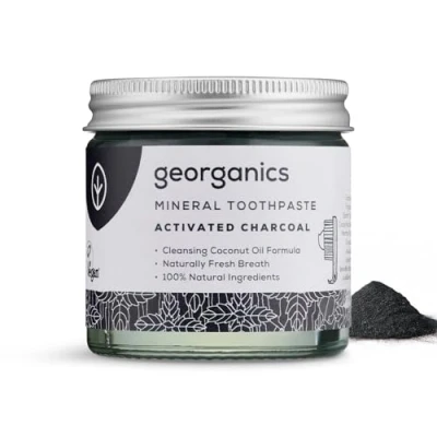 Abbildung von GEORGANICS natürlich biologische Kokosölzahnpasta Aktivkohle 60 ml/Remineralizing Natural Organic Coconut Oil Toothpaste Active Whitening Charcoal 60ml, 1 Stück