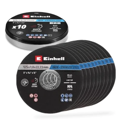 Abbildung von Original Einhell Trennscheiben Metall, 10 tlg., Ø 125 mm in Dose (Schnelles Trennen, Metallverarbeitung, Leichter Schnitt, MPA zertifiziert, Markenunabhängig)