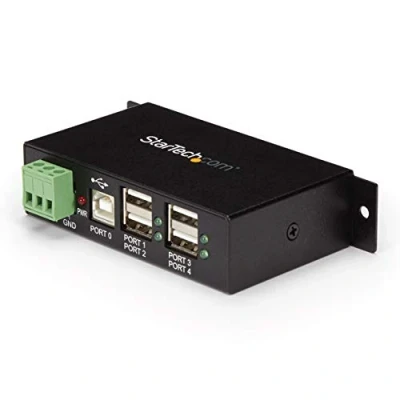 Abbildung von StarTech.com 4 Port USB 2.0 Hub Industrieller A aus Metall Hutschienen/Wand/Tischmontage möglich TAA KONFORM Expander (ST4200USBM)