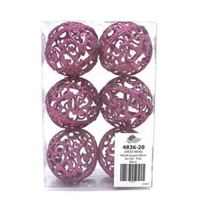 Abbildung von DARO DEKO Weihnachts Kugel 6cm Glitzer 1 Set 6 Kugeln pink