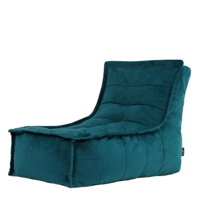Abbildung von Icon Sitzsack Liege „Dolce“, Samt, XXL Sessel für Erwachsene, Riesensitzsack mit Füllung das Wohnzimmer, Groß Plüsch (Blaugrün, Liege)