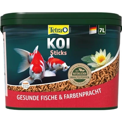 Abbildung von Tetra Pond Koi Sticks Futter für farbenprächtige Fische und eine verbesserte Wasserqualität, 7 L Eimer