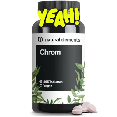 Abbildung von Chrom aus Chromium Picolinate hochdosierte 200 mcg pro Tablette 365 Tabletten vegan, ohne unnötige Zusätze in Deutschland produziert &amp; laborgeprüft St